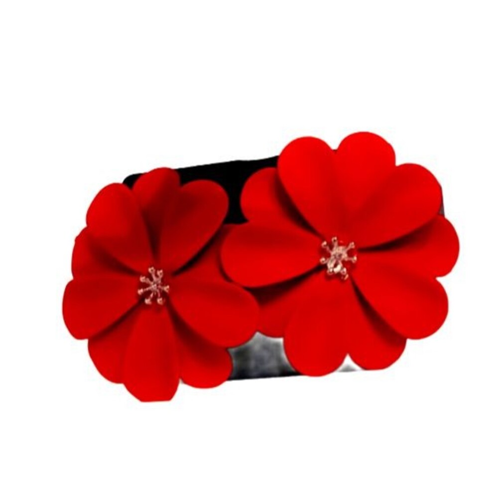 New 1.5" RED Flower Gold Center Earrings